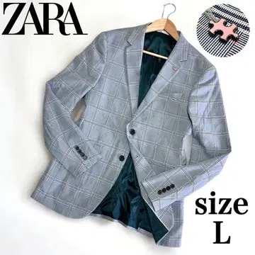 컨디션 최상 ZARA 테일러드 자켓 라펠 핑 체크 오샤레 L