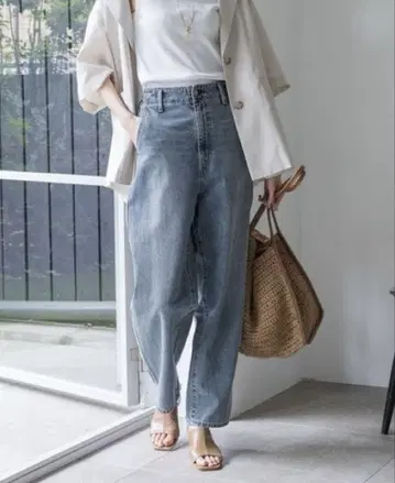 글로벌 워크 GOOD 데님 배기 팬츠 M 블루