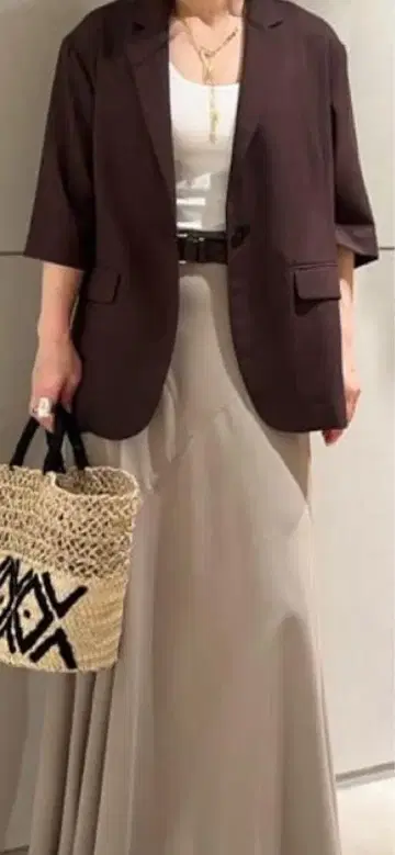 개럴개런트 하프 슬리브 싱글 자켓 브라운