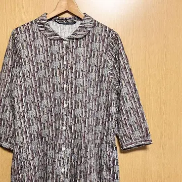 새상품급 미나토의 전람회 원피스 롱 셔츠 블라우스 올 패턴 7부 소매