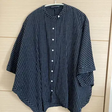 mizuiro ind 블랙 체크 반팔 셔츠