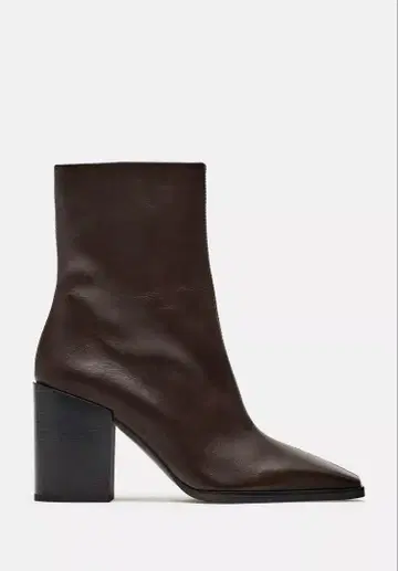 ZARA 블록힐 가죽 숏부츠