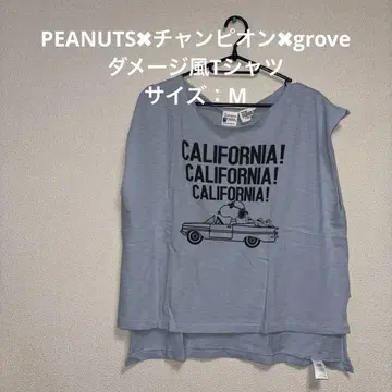 미사용 새상품 PEANUTS 챔피온 grove 데미지풍 T셔츠 M
