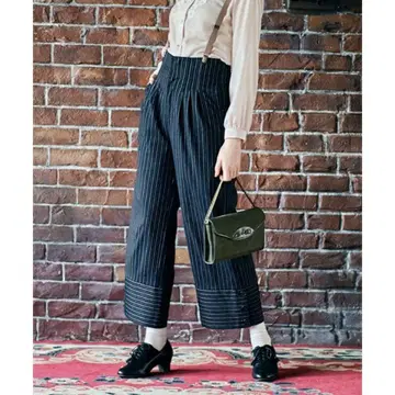 an3 리미티드 스트라이프 와이드 팬츠 네이비