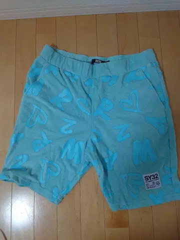 SY32 스카이블루 알파벳 무늬 숏팬츠 L