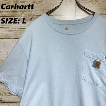 Carhartt 반팔 T셔츠 스카이블루 원포인트 로고 가슴 포켓