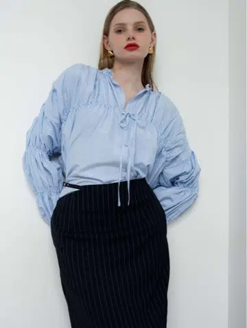 KATRIN stripe triple shirring 블라우스