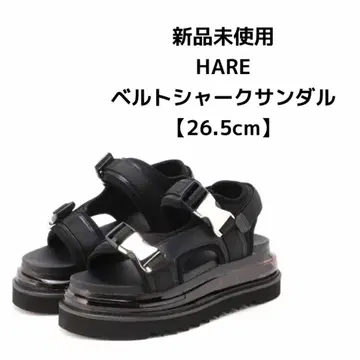 새상품 HARE 벨트 샤크 샌들 남성용 M 사이즈 블랙 통굽