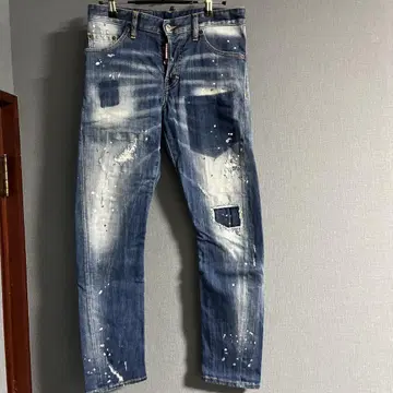 데미지 가공 슬림핏 데님 팬츠 사이즈 44