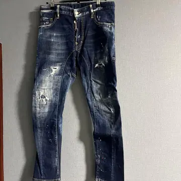 데미지 가공 다크 블루 데님 팬츠 사이즈 42
