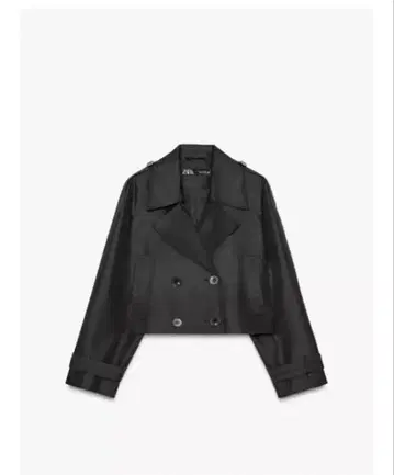 ZARA 숏 더블 브레스트 자켓 블랙 S