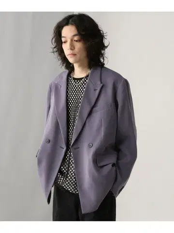 퍼플 더블 브레스트 테일러드 자켓