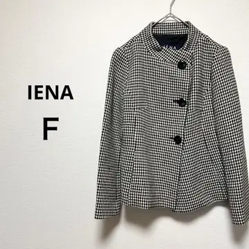 IENA 이에나 F 노카라 자켓 블랙 화이트 하운드투스 포켓