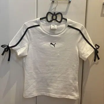 PUMA 리본 포함 소매 T셔츠 S 화이트