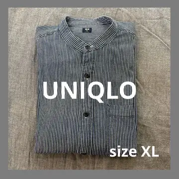 UNIQLO 스트라이프 밴드 카라 긴팔 셔츠 XL 사이즈 남성용