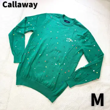 Callaway 자수 로고 도트 올 패턴 크루넥 니트 스웨터 그린 M