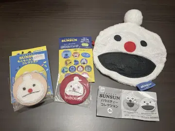 퍼펫 스논논 캔뱃지 복슬복슬 페이스 파우치 3종 세트