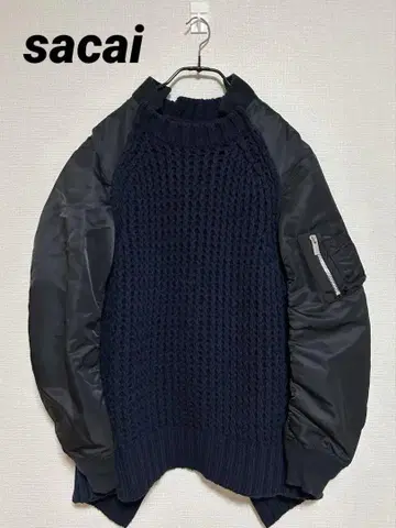 sacai 사카이 MA-1 도킹 니트 스웨터 절개 일본제