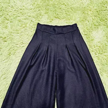 [쿠이] 와이드 팬츠 S 블랙 깔끔한 턱 입은 오피스 모드