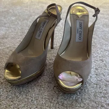 JIMMY CHOO 베이지 오픈토 힐 37