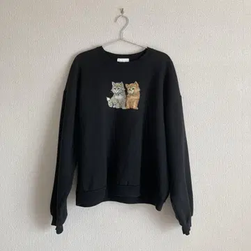 vintage 고양이 트레이닝복 블랙 고양이