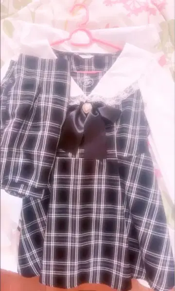 세일러 카라 체크 무늬 셋업 지뢰계 양산형 셋업