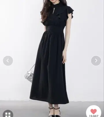 프릴 칼라 롱 기장 조젯 원피스 세존드파피용