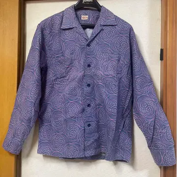 레어 동양 엔터프라이즈 슈가케인 기하학 패턴 코튼 플란넬 셔츠 M 사이즈