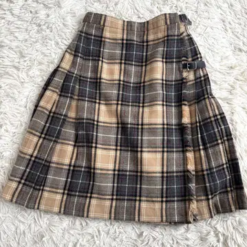 GLEN NEVIS 랩 스커트 체크 플리츠 벨트 M