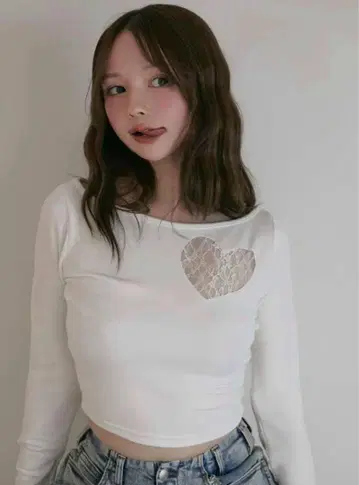 andmary Nini 레이스 롱 슬리브 탑