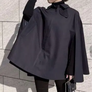 heve 트렌치 케이프 코트 네이비
