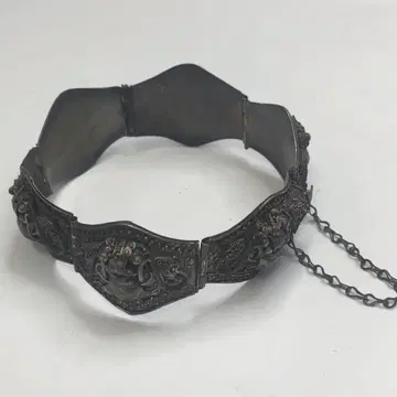 레어! 빈티지 은선 세공 조각 뱅글 실버 925 각인 총 중량 21g