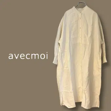 [ 새상품급 ] avecmoi 롱 원피스 스탠드 카라 화이트