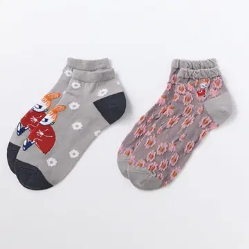 무민 리틀 미이 앵클 기장 삭스 2켤레 꽃무늬 23-25cm