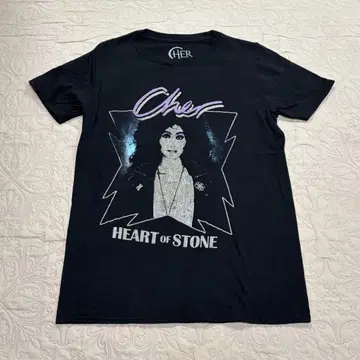 Cher 셰르 밴딩 T셔츠 t셔츠 하트 오브 스톤 페이드 블랙