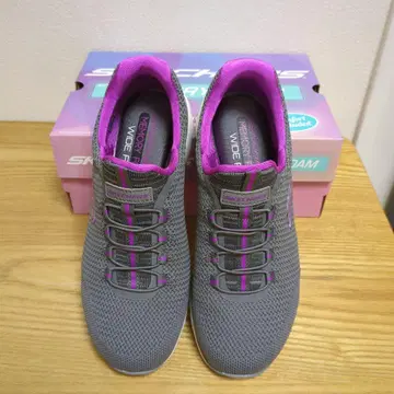 SKECHERS 메모리폼 와이드 핏 그레이/퍼플