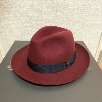[미사용]Borsalino 볼사리노 토끼 중절모 59 와인 레드 상자