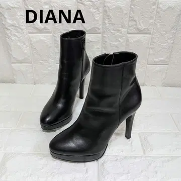 [컨디션 최상] DIANA 숏부츠 가죽 블랙 사이드 지퍼 21.5cm