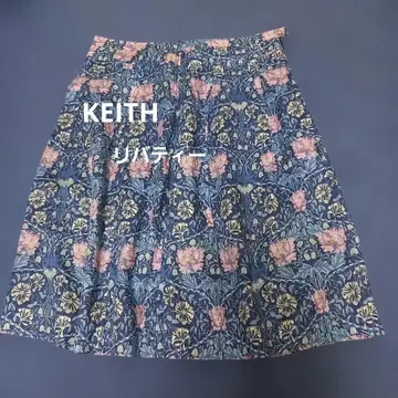 KEITH 리버티 플라워 프린트 플레어 스커트 무릎 기장