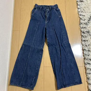 EMODA 와이드 레그 데님 팬츠 다크 블루