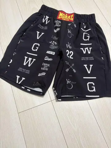 virgo x mobstyles 콜라보 로고 프린트 블랙 숏팬츠