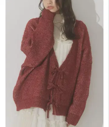 merry jenny v넥 리본 가디건