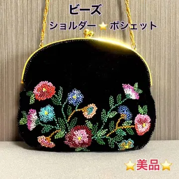 비즈 자수 숄더백 미니백 파티백 꽃무늬 블랙 벨로아 새상품급