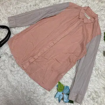 컨디션 최상 뷰티 앤 유스 긴팔 블라우스 오렌지 그레이 히요쿠 버튼 M