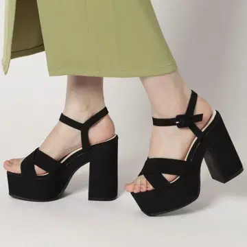 ESPERANZA 락모리 샌들 블랙 블랙 통굽