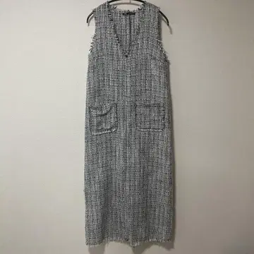 ZARA 슬리브리스 롱 원피스 화이트/블랙
