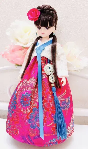 리카짱 핸드메이드 치마저고리 머리 장식 귀걸이 4개 세트