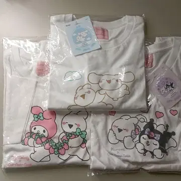 마이멜로디 & 쿠로미 & 시나모롤 T셔츠 L 사이즈 3종 세트