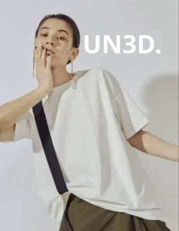[ UN3D. ] 숄더 테이프 드레이프 T셔츠 아쓰리도 화이트 x 블랙