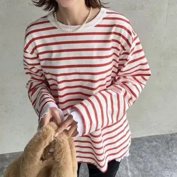 새상품급 MEYAME 메야메 보더 롱 슬리브 T셔츠 레이어드 스타일